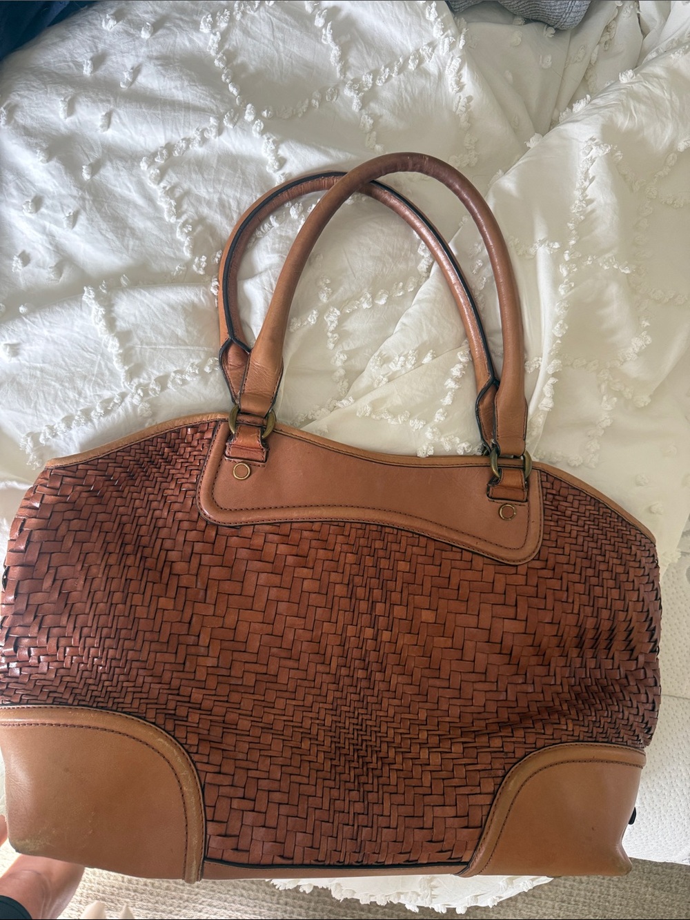 Cole Haan Woven Brown Leather Tote
